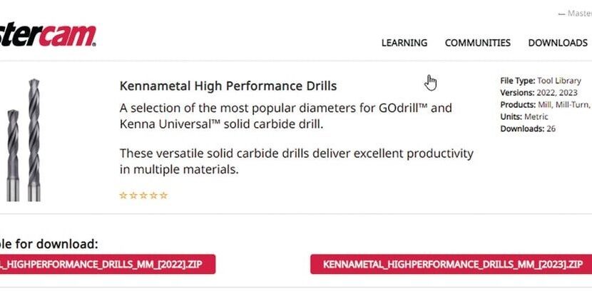 New Kennametal Tool Library Available for Mastercam